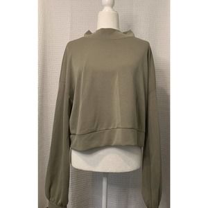 Womens Revival light green athletic cropped mock neck sweater size L Yoga